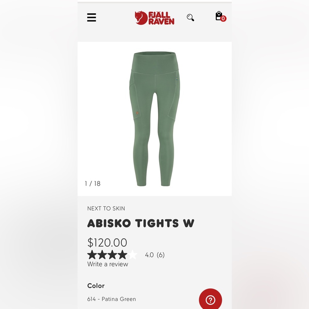 Fjallraven Fjall Raven Abisko Tights W green leggings size medium